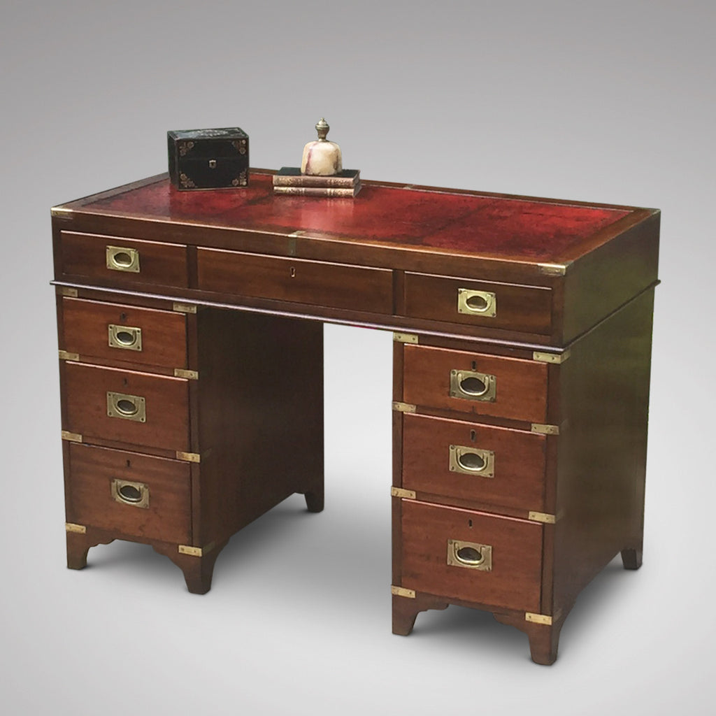 19th Century Mahogany Campaign Desk -Front view 1