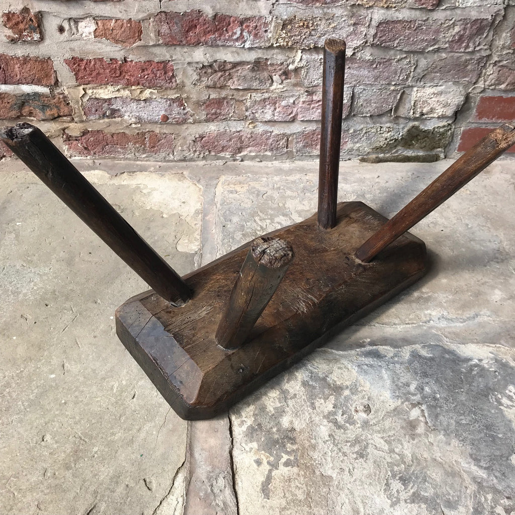 18th Century Welsh Rustic Oak Stool - Underside View - 4