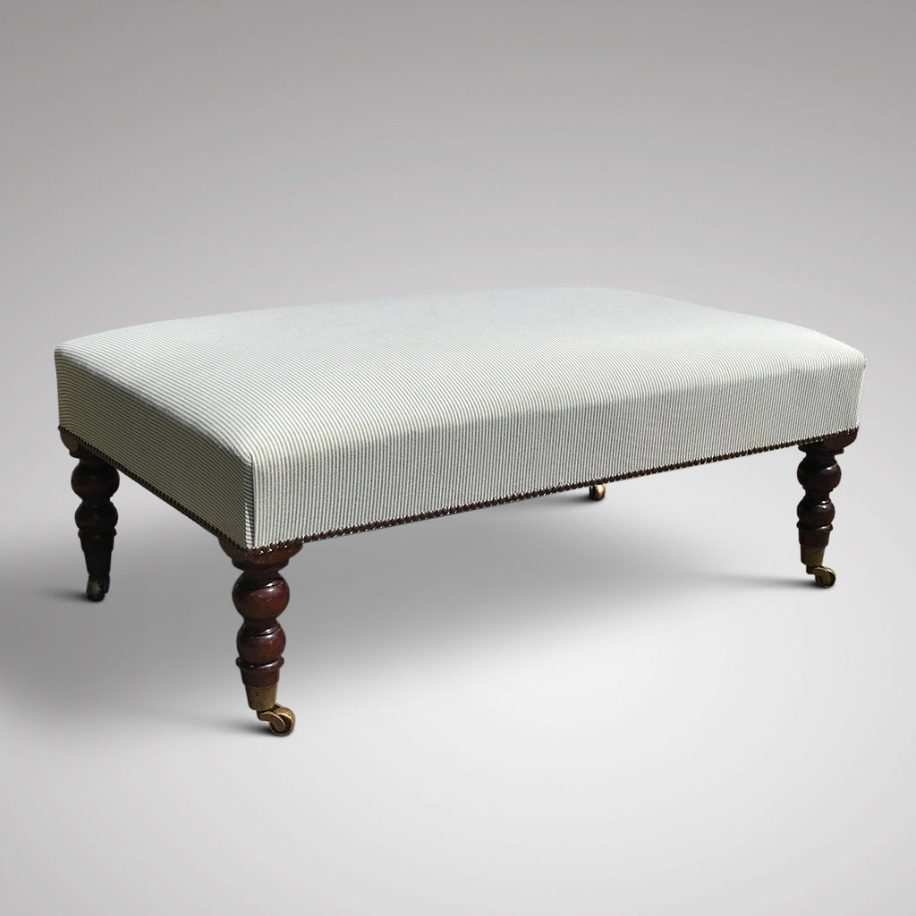 Large 19th Century Mahogany Stool - Front & Side View - 1