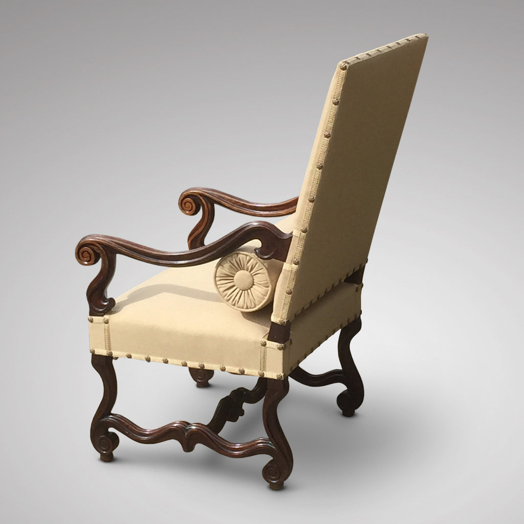 19th Century Carved Open Armchair - Side & back view 3