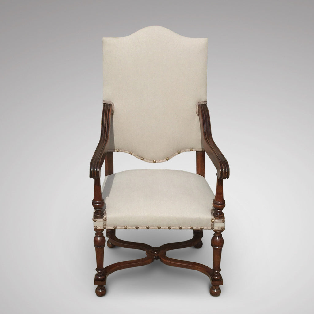 19th Century High Back Open Armchair - Front view showing shaped back 1