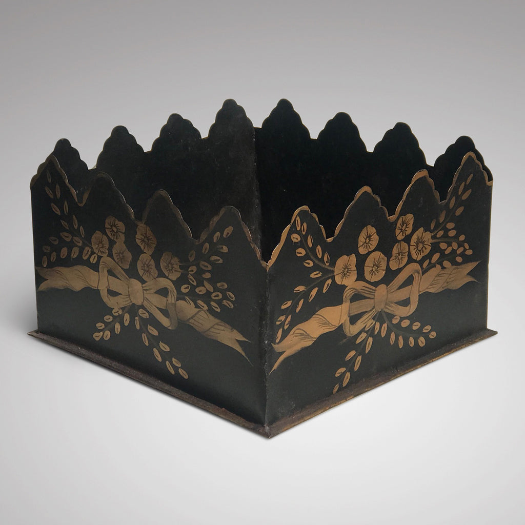 Painted Toleware Planter with Castellated Top - Main View - 2