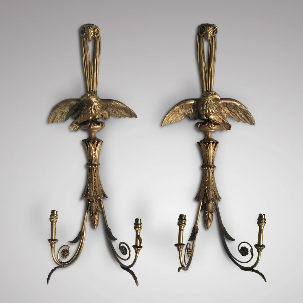 Pair of Early 20th Century Giltwood Wall Sconces - Main View - 1