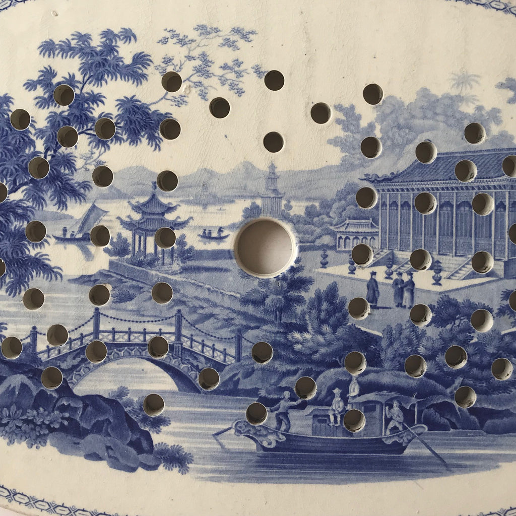 19th Century Minton Blue & White Meat Strainer - Detail View - 5