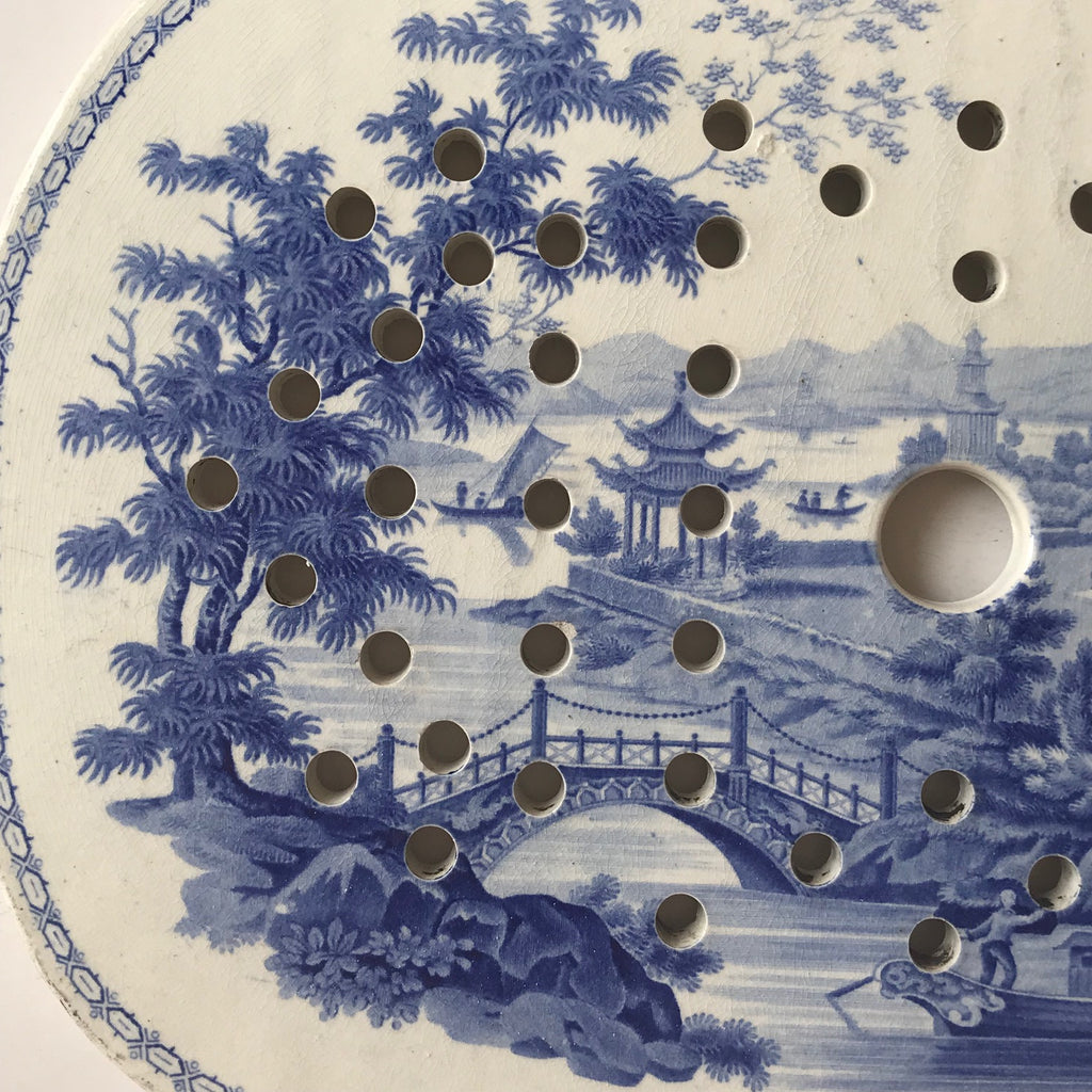 19th Century Minton Blue & White Meat Strainer - Detail View - 3