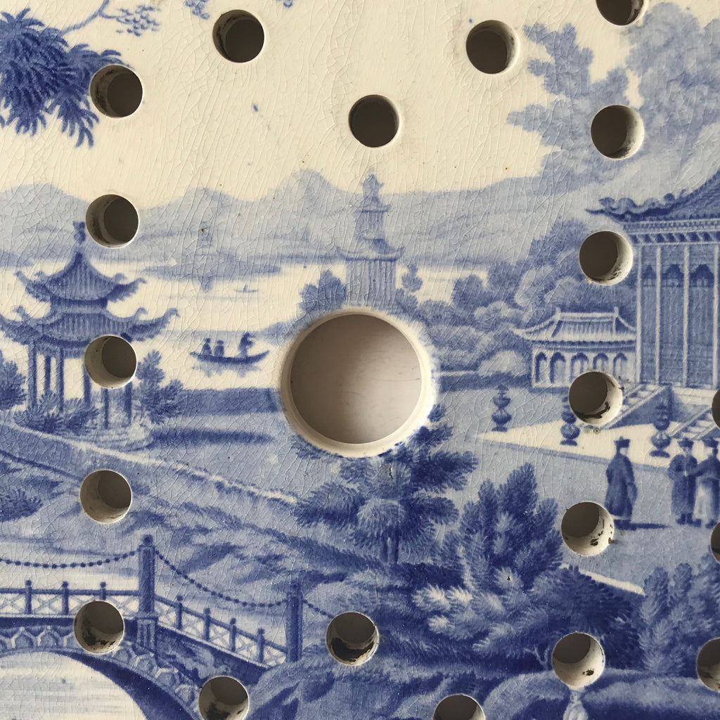 19th Century Minton Blue & White Meat Strainer - Detail View - 2