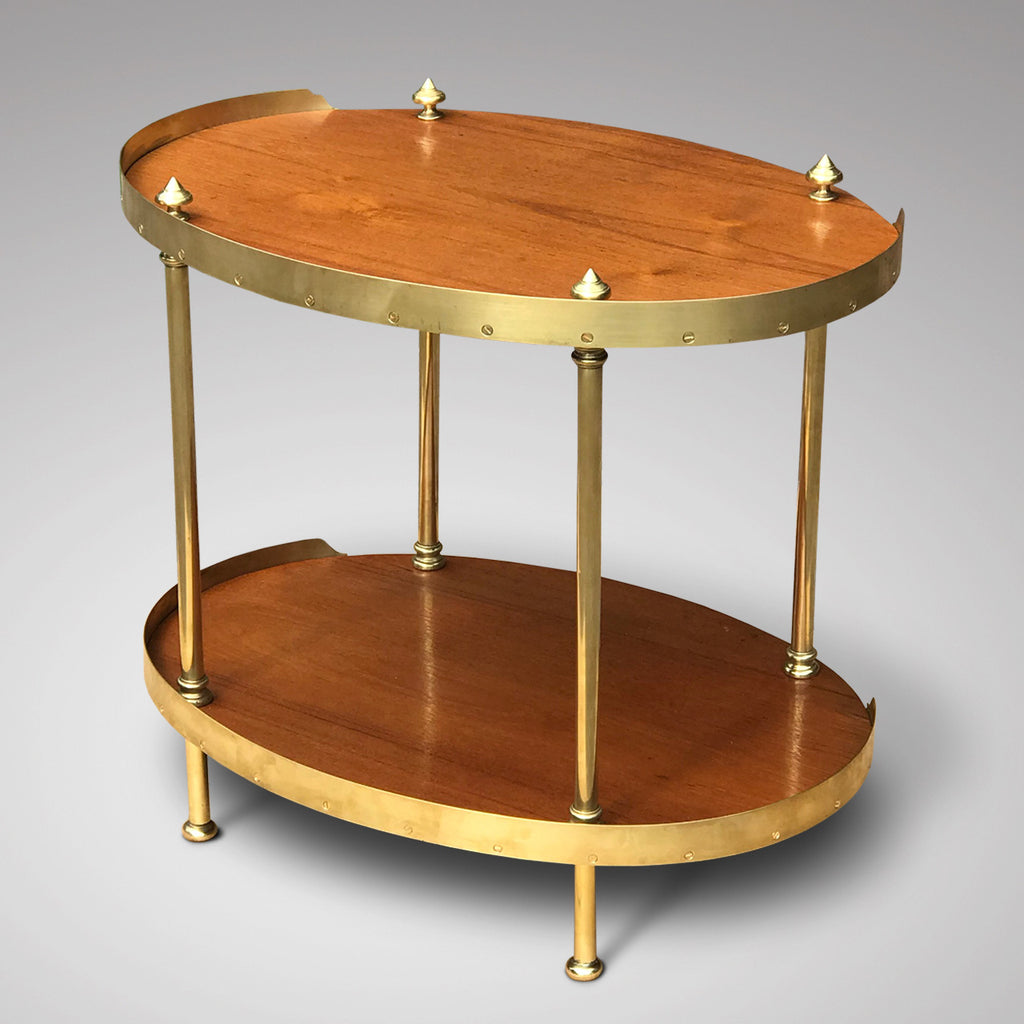 Early 20th Century Teak & Brass Oval Etagere - Back View - 2