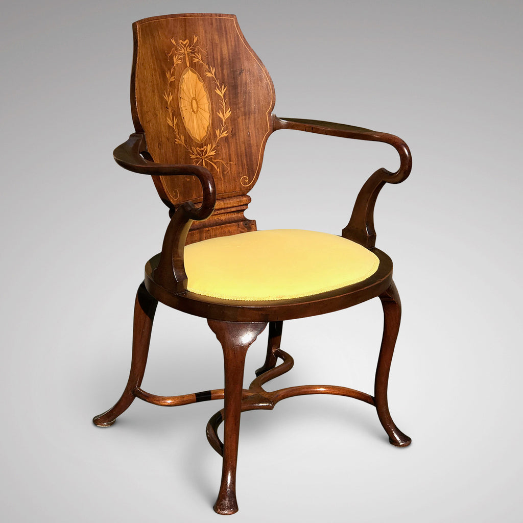 Edwardian Mahogany Open Armchair in the Manner of Cornelius Smith - Main View - 2