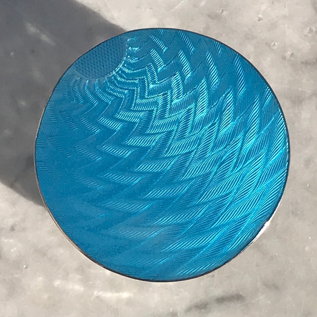 Art Deco Cut Glass Jar with Silver & Enamel Top - Detail View - 3