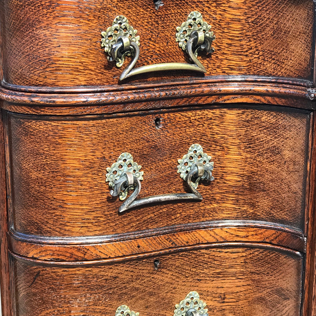 19th Century Oak Serpentine Front Twin Pedestal Desk