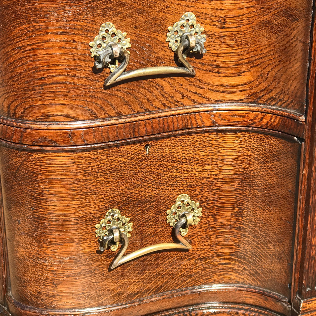 19th Century Oak Serpentine Front Twin Pedestal Desk