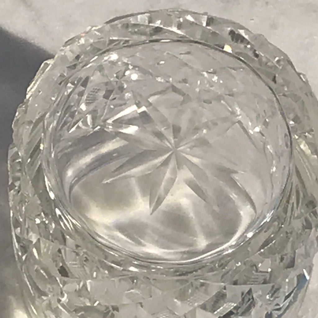 Art Deco Cut Glass Jar with Silver & Enamel Top - Detail View - 7