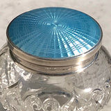 Cut Glass Jar with Silver & Guilloche Enamel Top - Detai View - 2