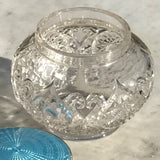 Cut Glass Jar with Silver & Guilloche Enamel Top - Detail View - 4
