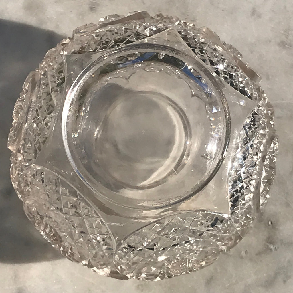 Cut Glass Jar with Silver & Guilloche Enamel Top - Detail View - 5