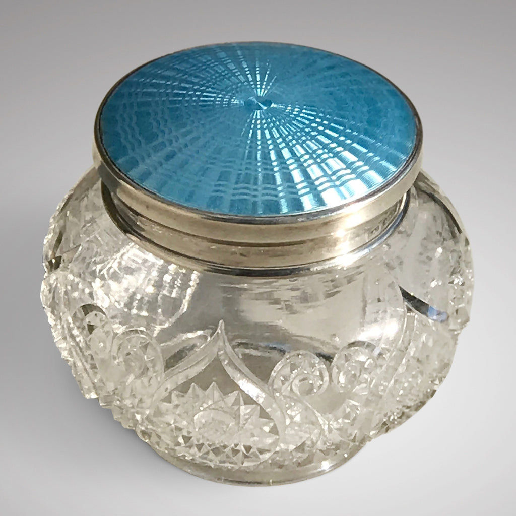 Cut Glass Jar with Silver & Guilloche Enamel Top - Main View - 1