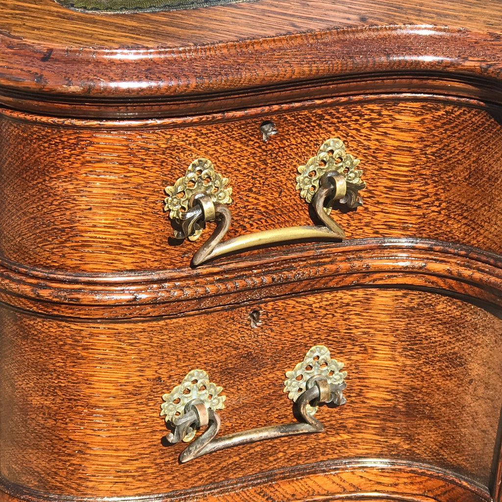 19th Century Oak Serpentine Front Twin Pedestal Desk