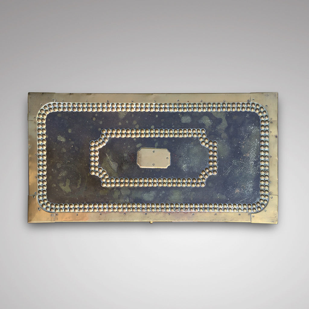 Regency Leather Covered Camphor Campaign Chest- Top detail view-8