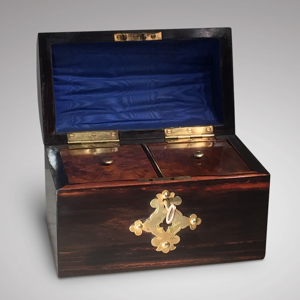 19th Coromandel wood Domed Top Tea Caddy - Inside View - 2