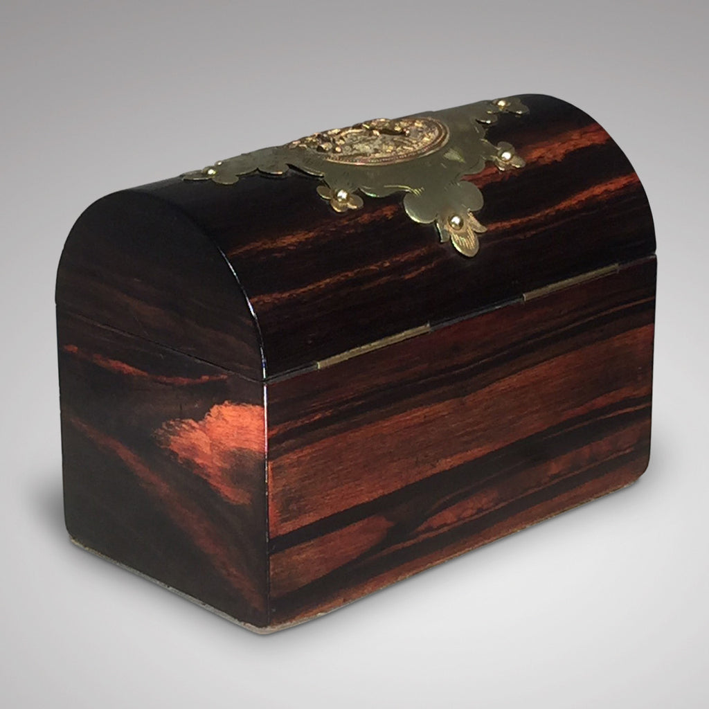 19th Coromandel wood Domed Top Tea Caddy - Back View - 3