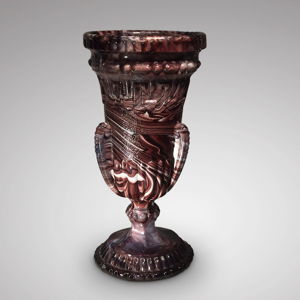19th Century Malachite Marbled Glass Vase - Front View - 3