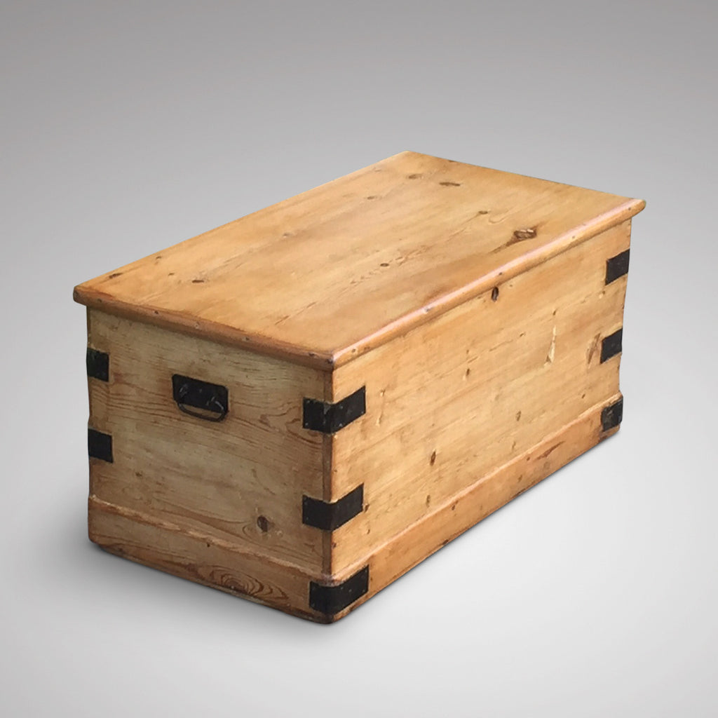 Victorian Pine Blanket Chest - Front and Side View - 2