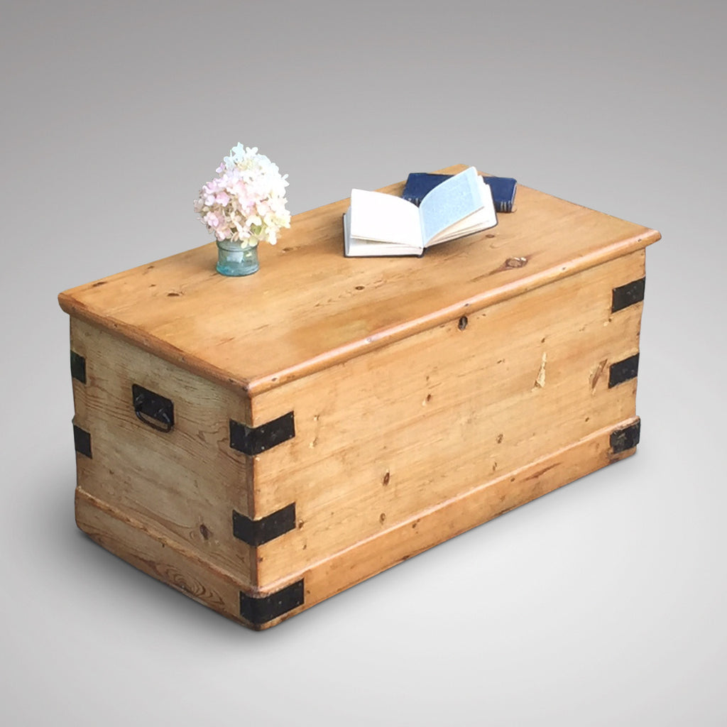 Victorian Pine Blanket Chest - Front and Side View- 1