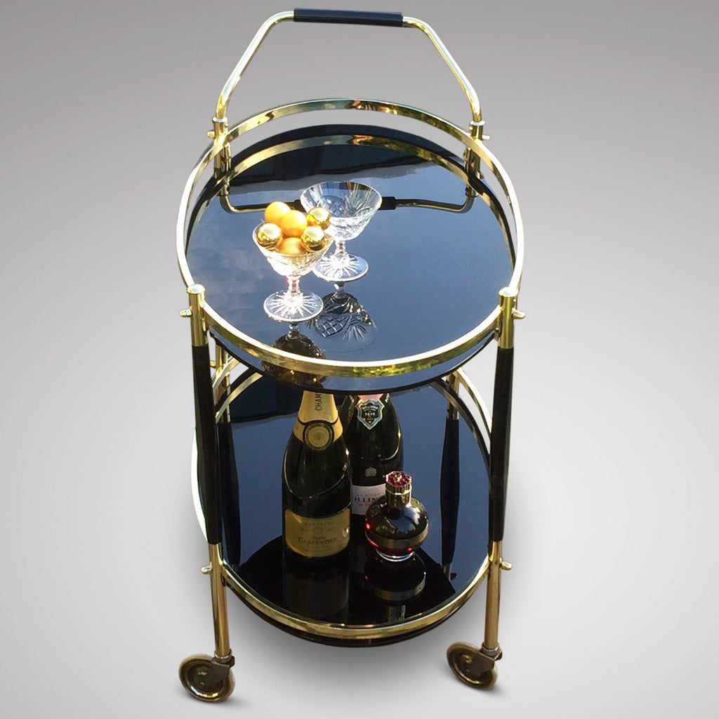 Art Deco Brass Drinks Trolley/Bar Cart - Front Trolley View - 3