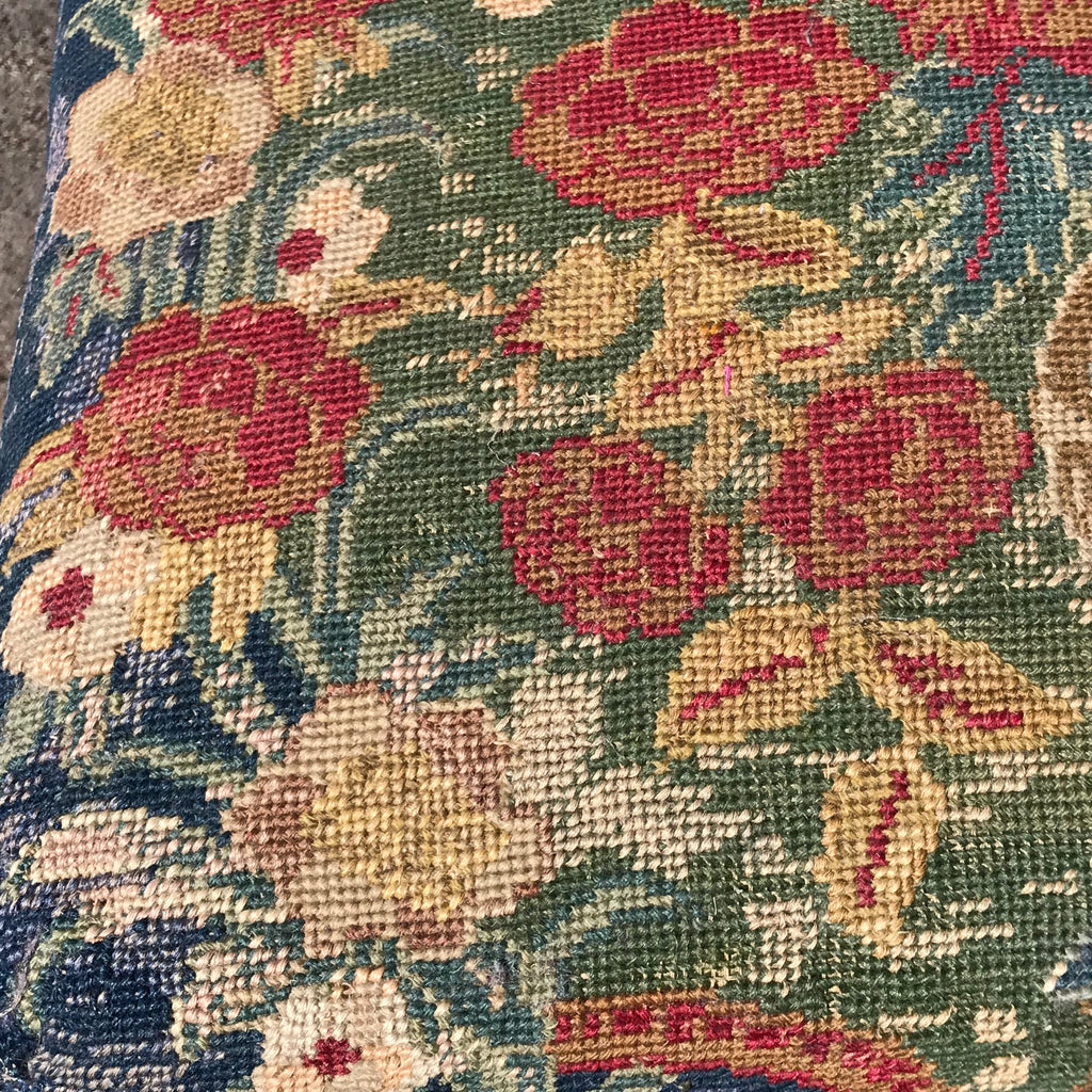 Carved Walnut Stool with Original Needlework Upholstery - Detail View - 3