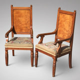 Pair of Oak Arts & Crafts Armchairs - Front & side view - 1