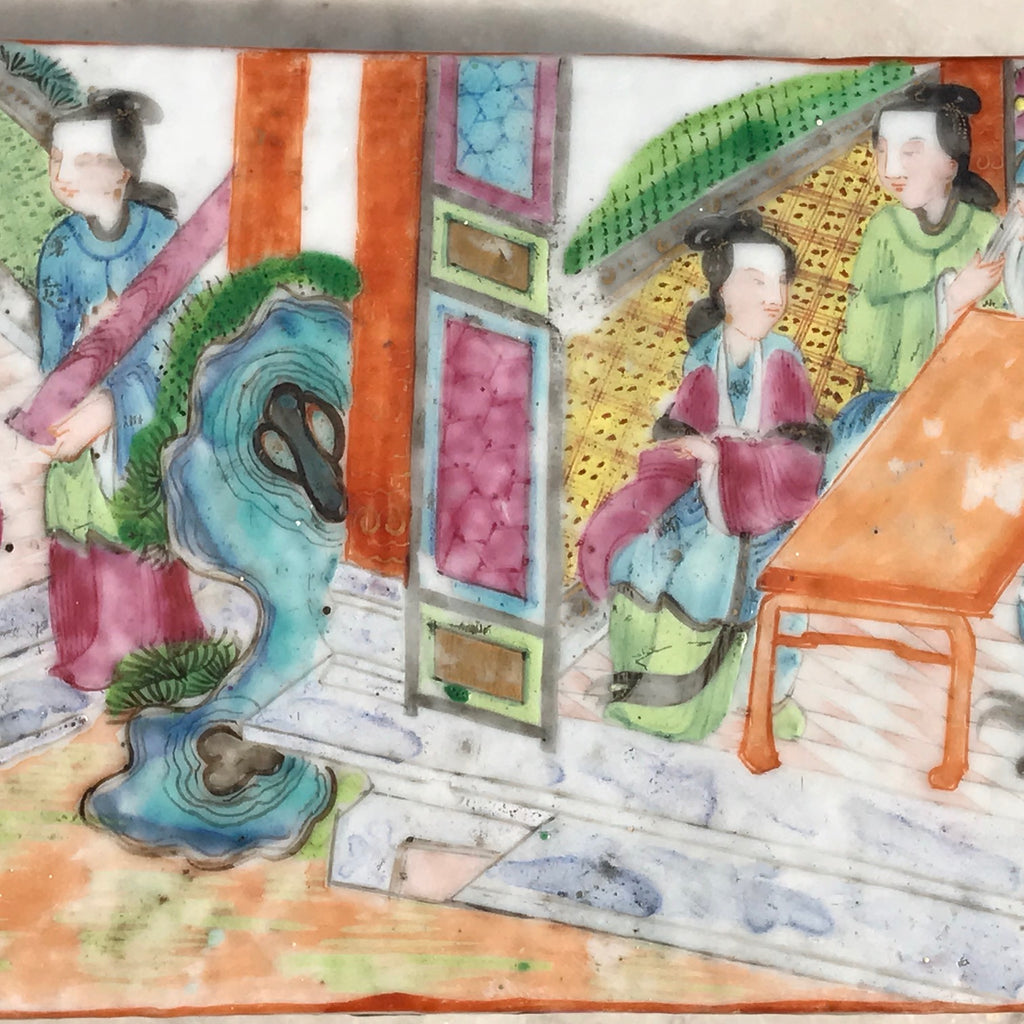 19th Century Chinese Famille Rose Pen Box & Cover - Top Detail View - 3