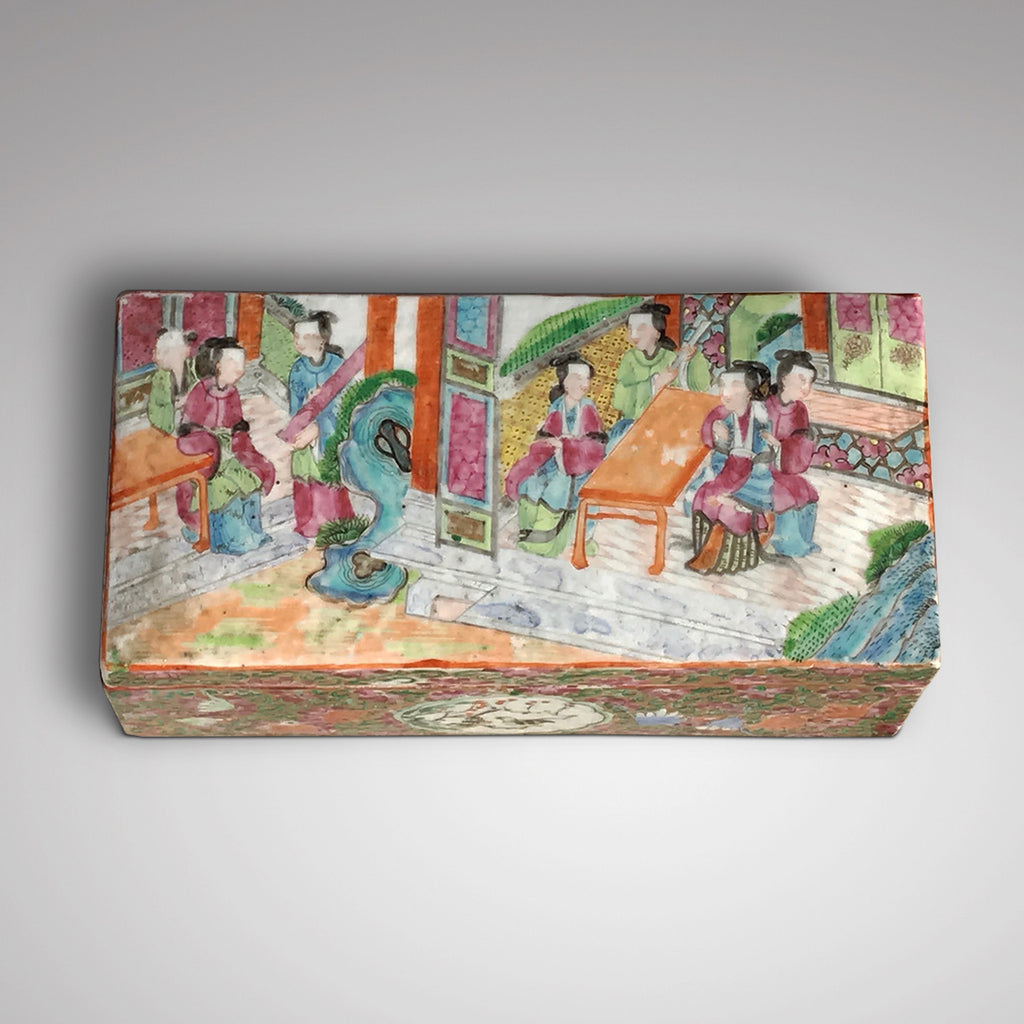 19th Century Chinese Famille Rose Pen Box & Cover - Top View - 2