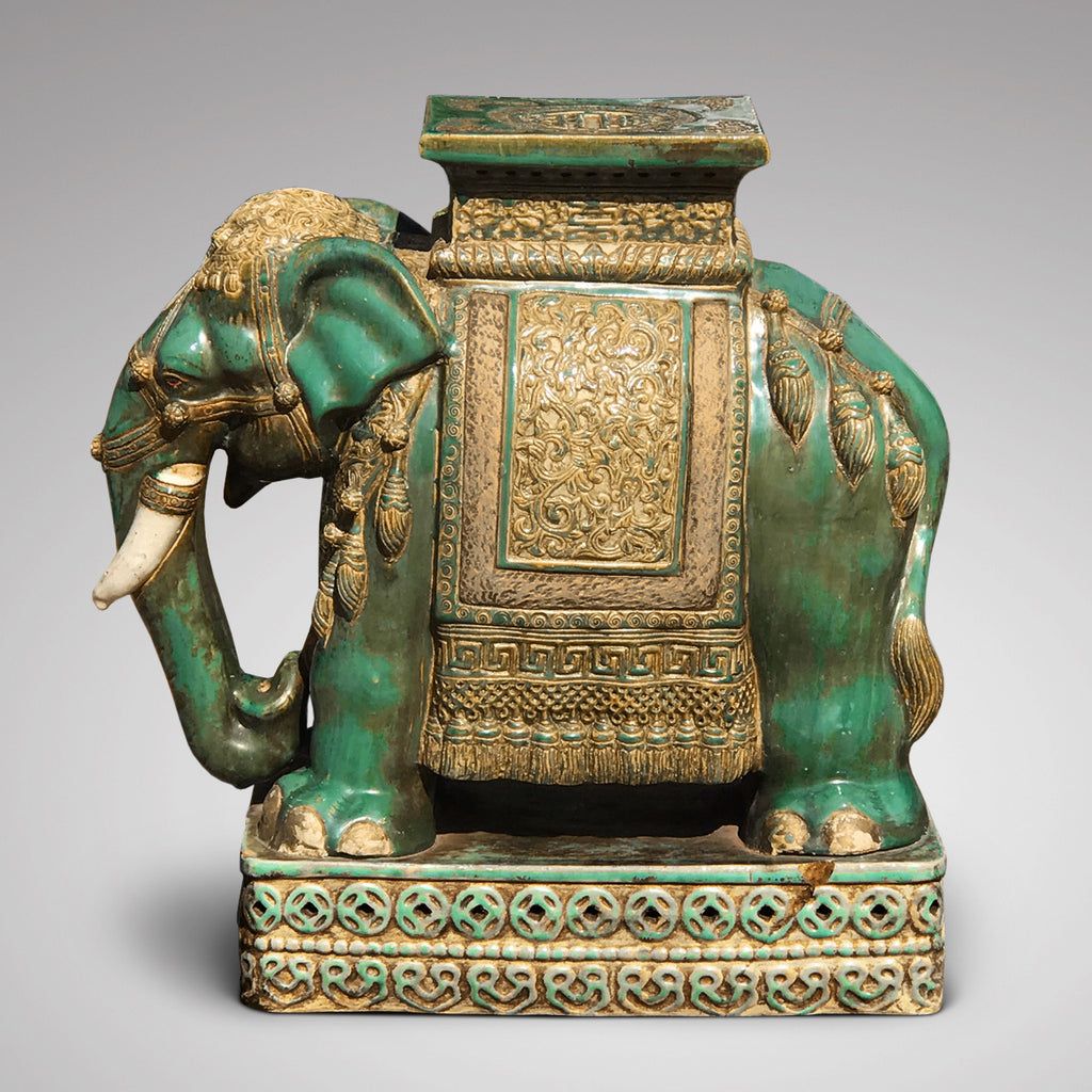 Early 20th Century Oriental Elephant Garden Seat - Side View - 2