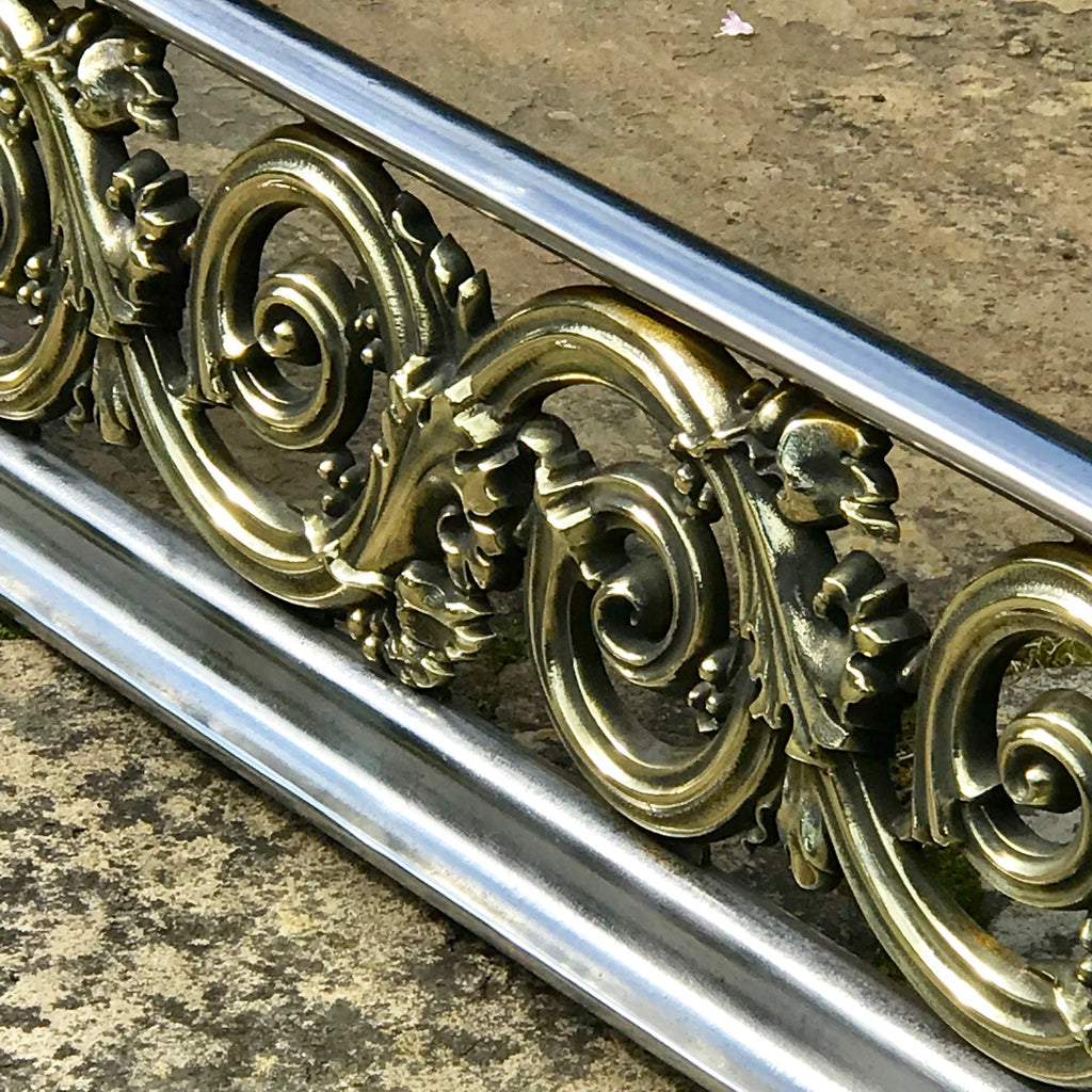 Regency Brass & Polished Steel Fender - Detail View - 2