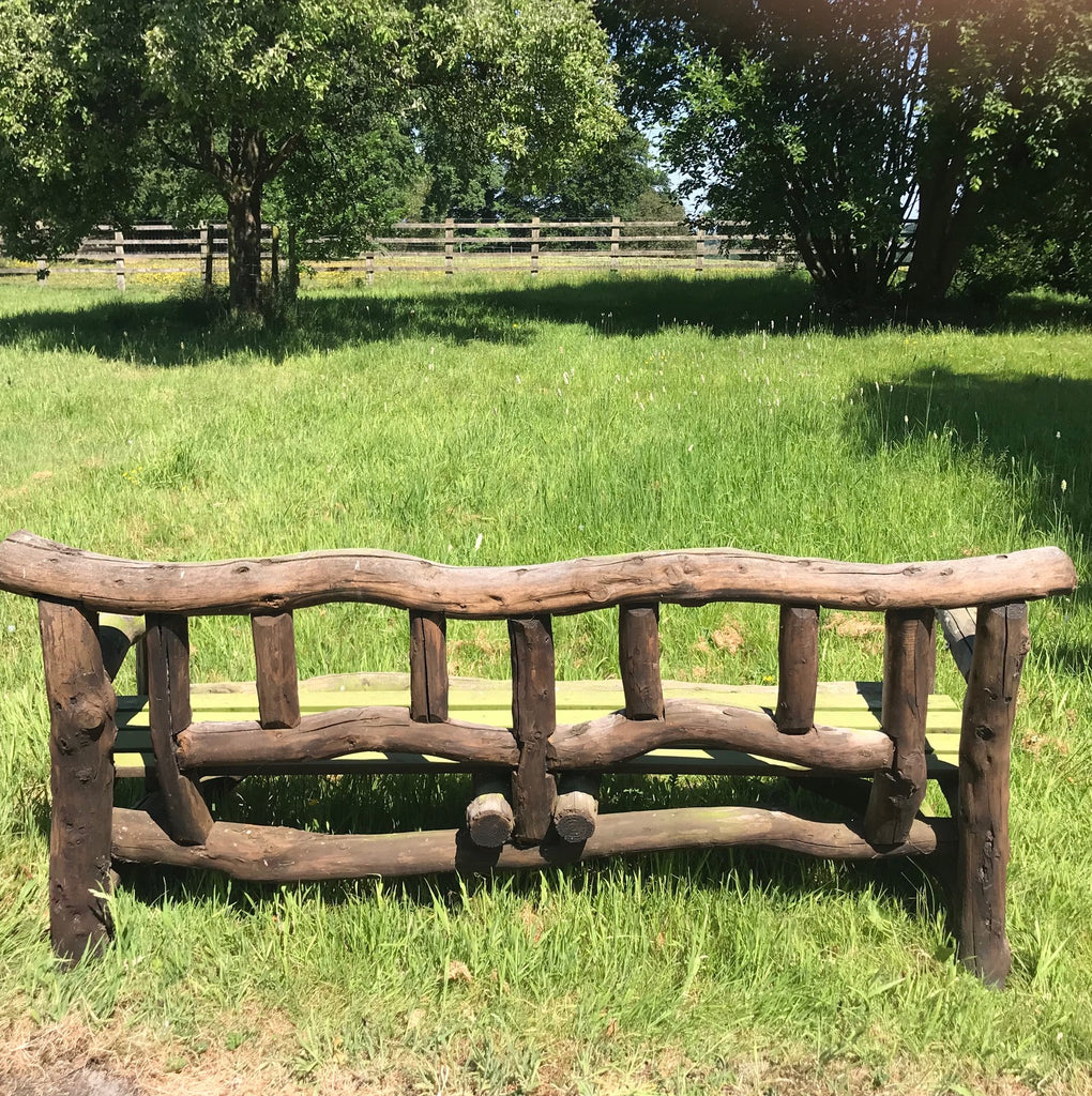 Mid Century Rustic Garden Bench - Back View - 5