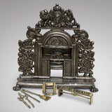 19th Century Cast Iron Miniature Fireplace with Brass Fire Irons - Main View - 2