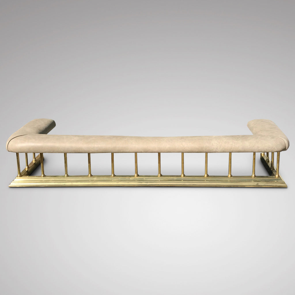 19th Century Brass & Leather Club Fender - Front View - 2