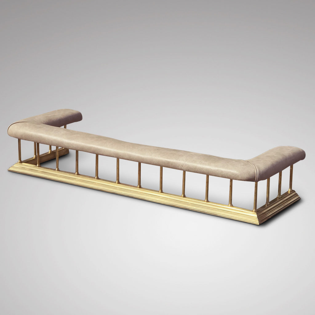 19th Century Brass & Leather Club Fender - Front & Side View - 1