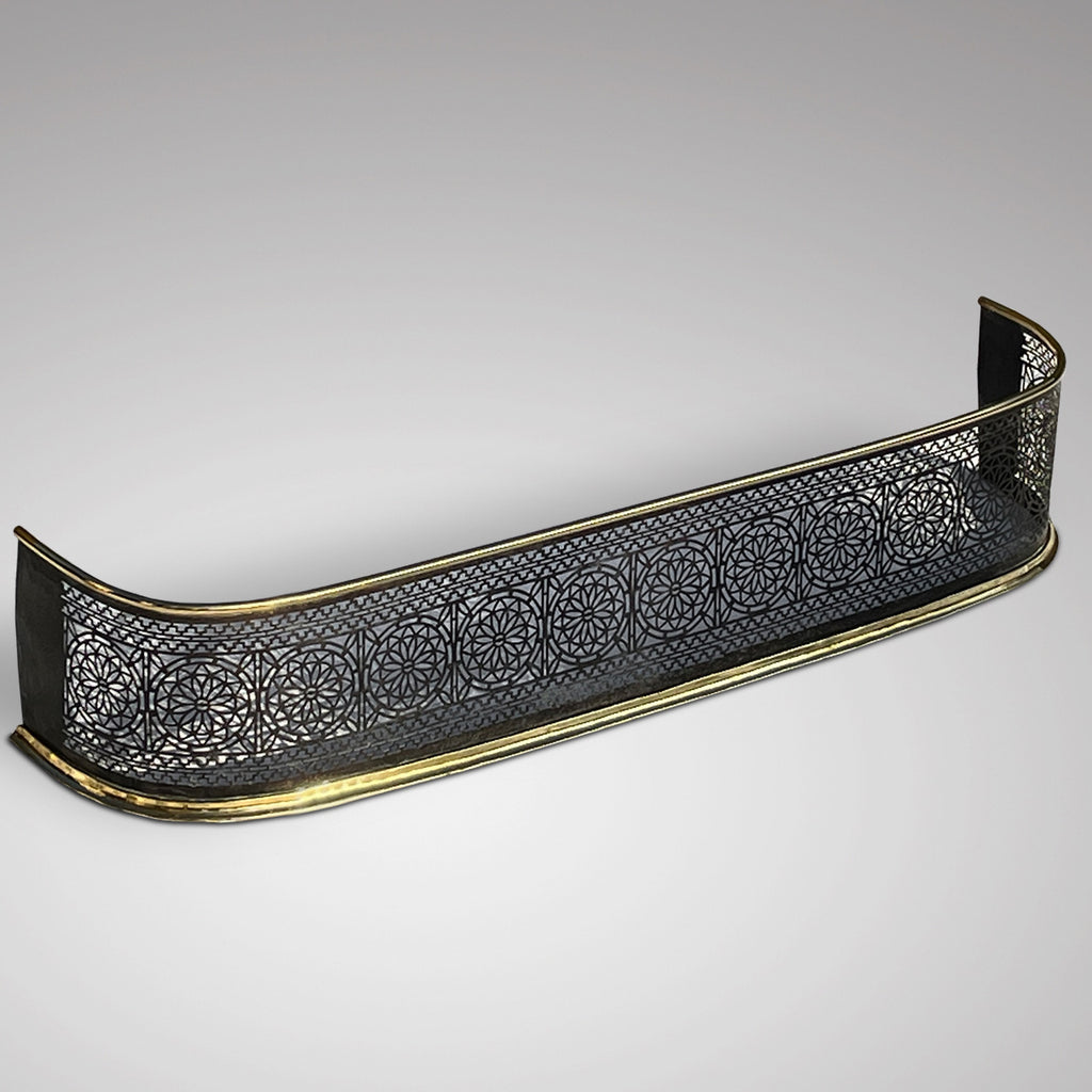 Early Victorian Pierced Steel & Brass Fender - Main View - 1