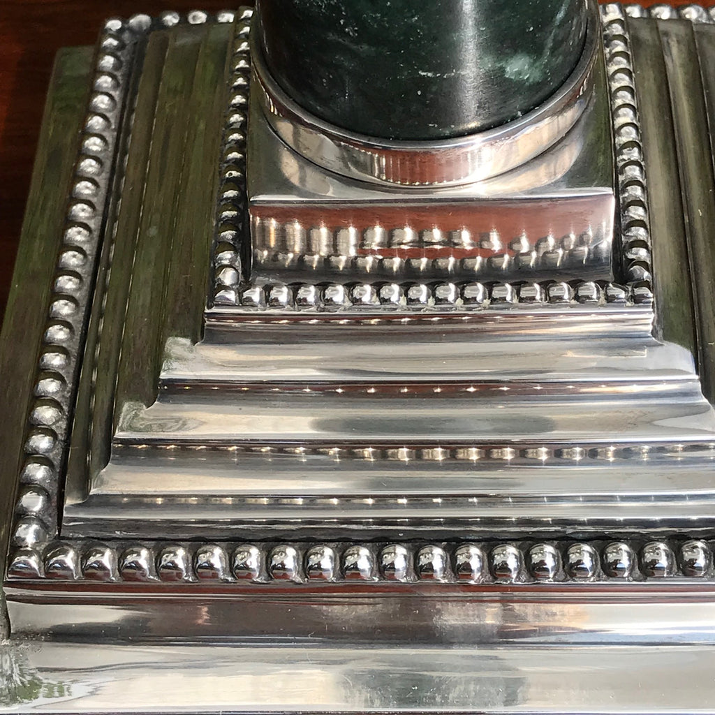 Pair of Early 20th Century Marble Lamps in the Corinthian Style - Base Detail View - 5