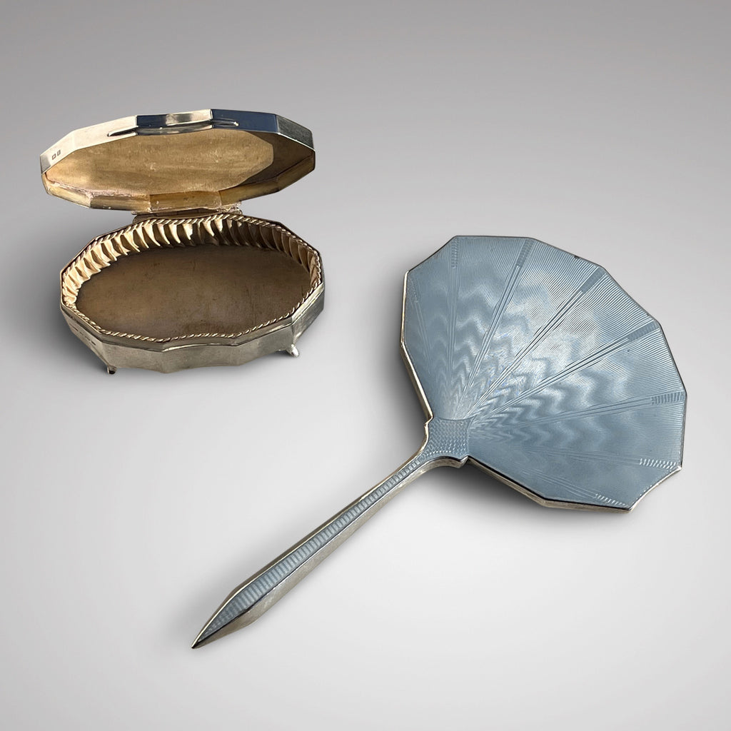 Art Deco Silver & Guilloche Enamel Jewellery Box & Mirror - Main View - 4