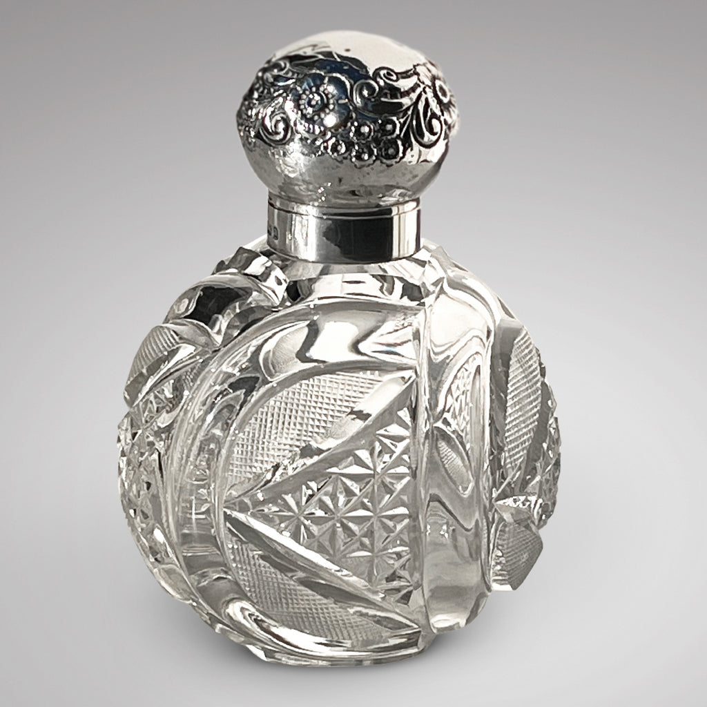 Pair of Victorian Cut Glass Scent Bottles with Silver Tops - Main View - 3