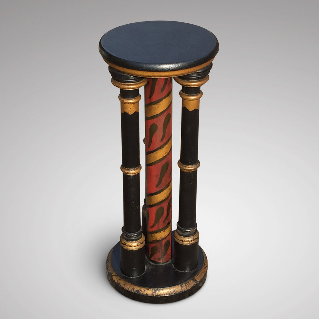Decorative Victorian Painted Pedestal - Main View of Central Painted Pillar -5