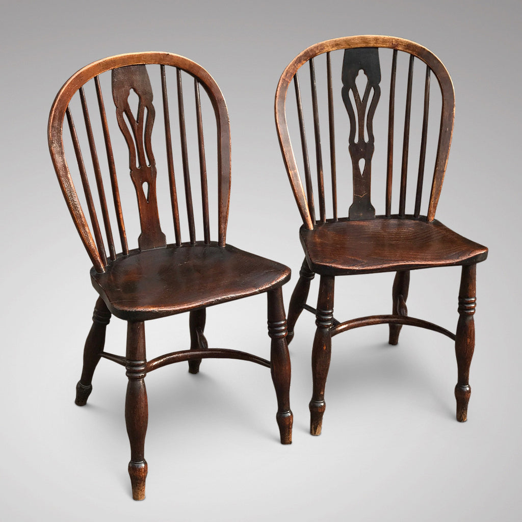 Pair of 19th Century Elm & Ash Windsor Chairs- Main View-1