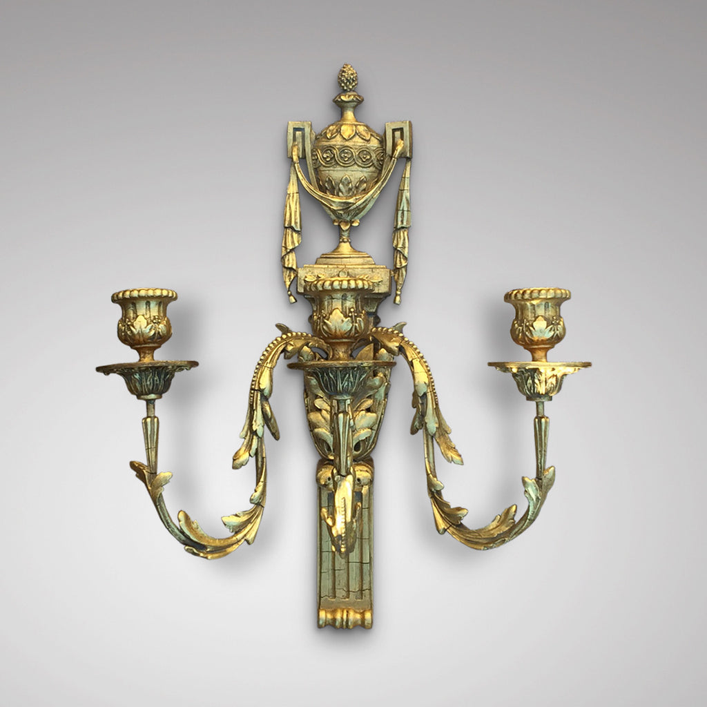 Pair of Regency Gilded Wall Sconces - View of individual sconce - 4