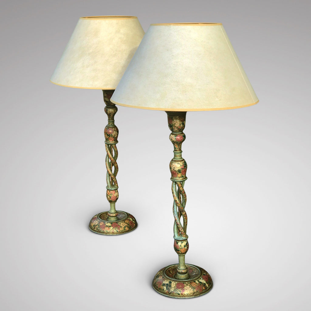 Fabulous Pair of Tall Kashmiri Table Lamps - Main View - 1
