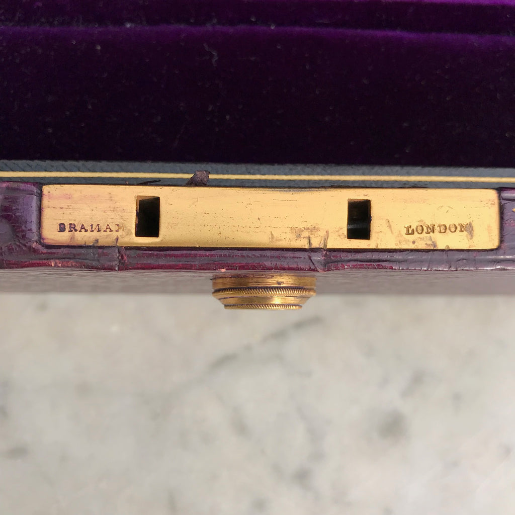 Purple Leather Covered Jewellery Box by Waring & Gillow - Detail View - 6