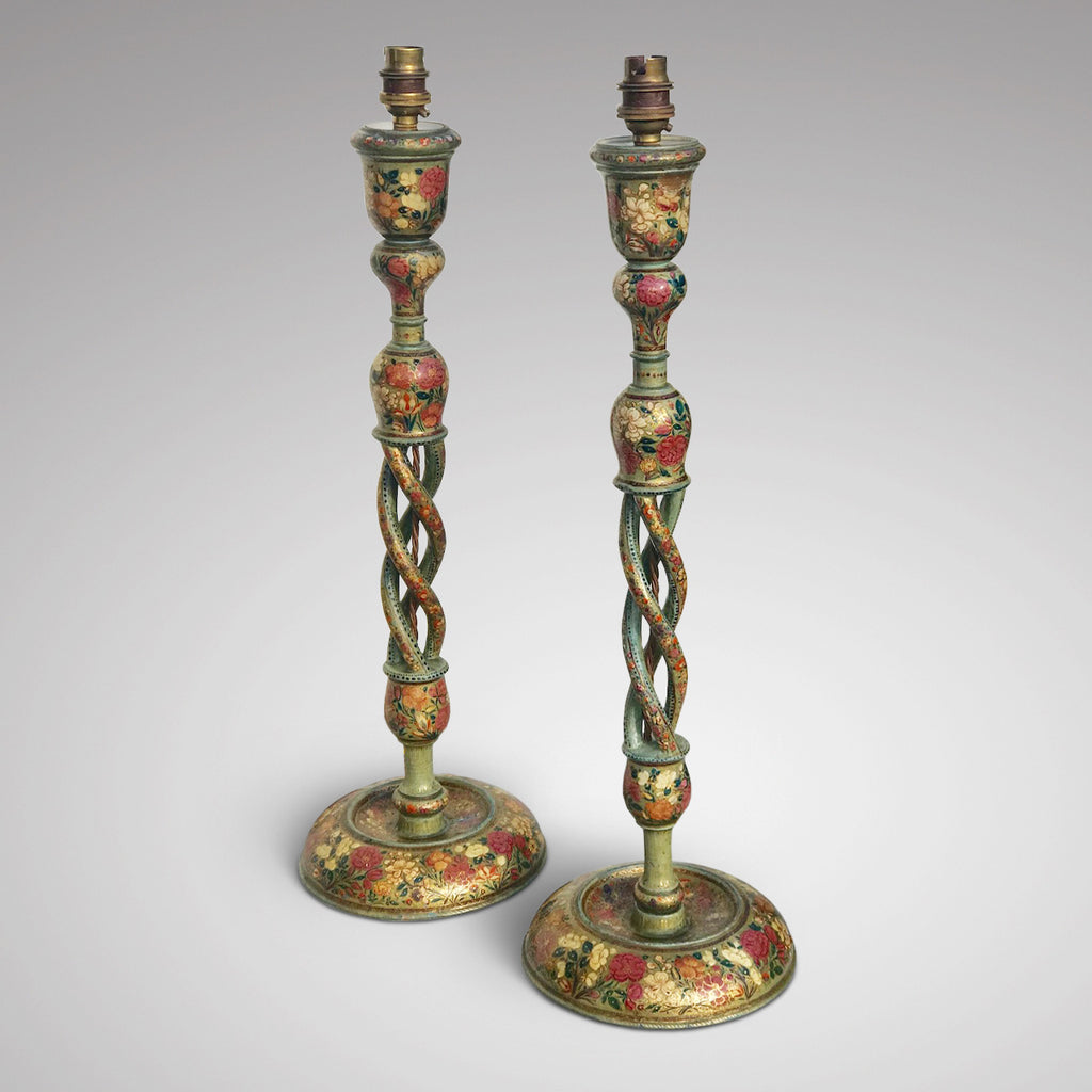 Fabulous Pair of Tall Kashmiri Table Lamps - Main View - 2
