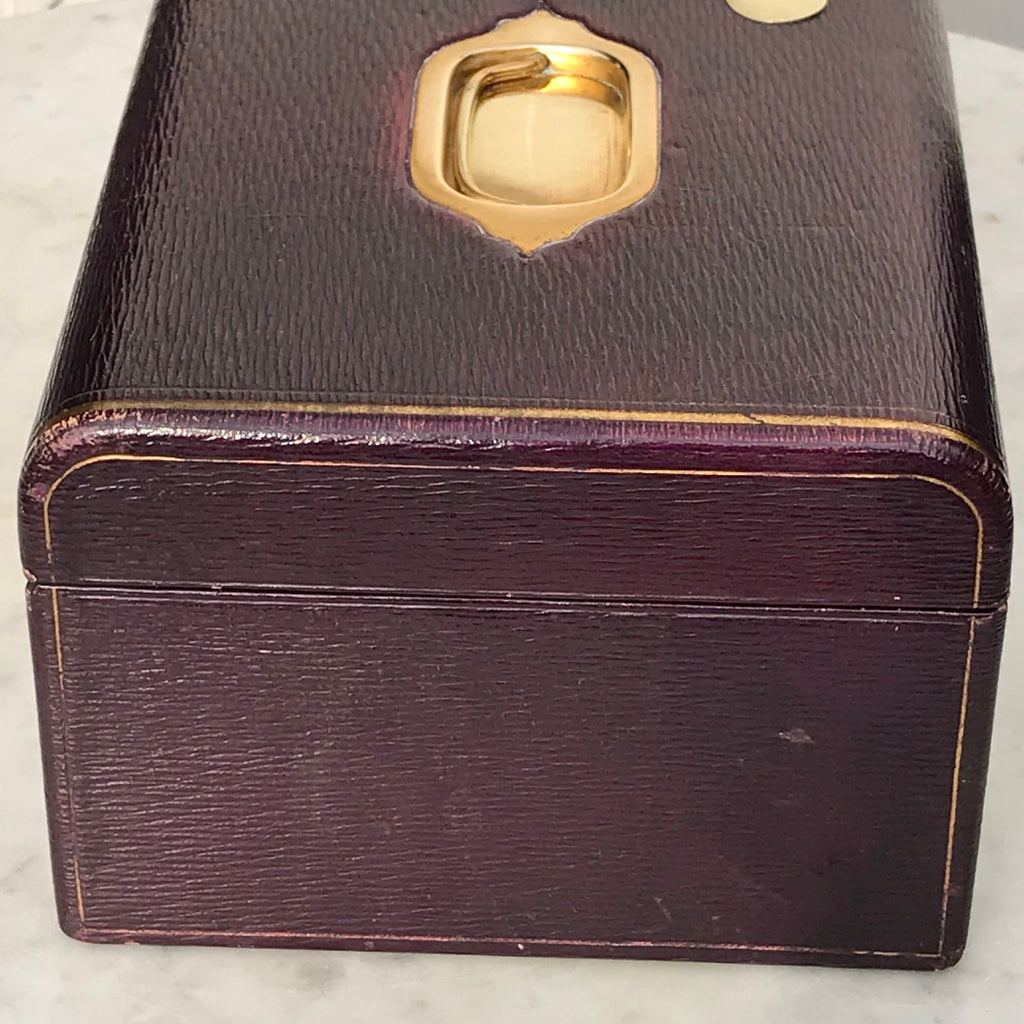 Purple Leather Covered Jewellery Box by Waring & Gillow - Side View - 12