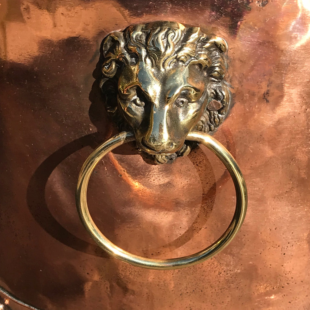 19th Century Copper Riveted & Seamed Log Bin - Handle Detail View -3